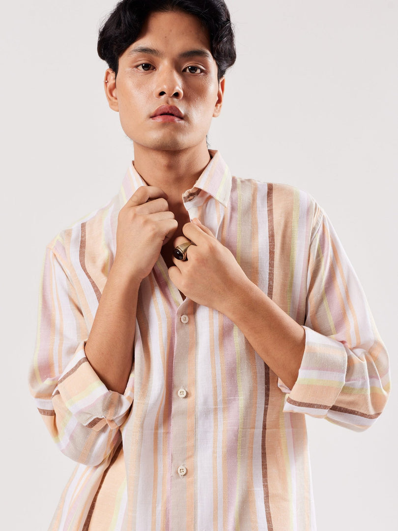 Linen-blend Striped Shirt