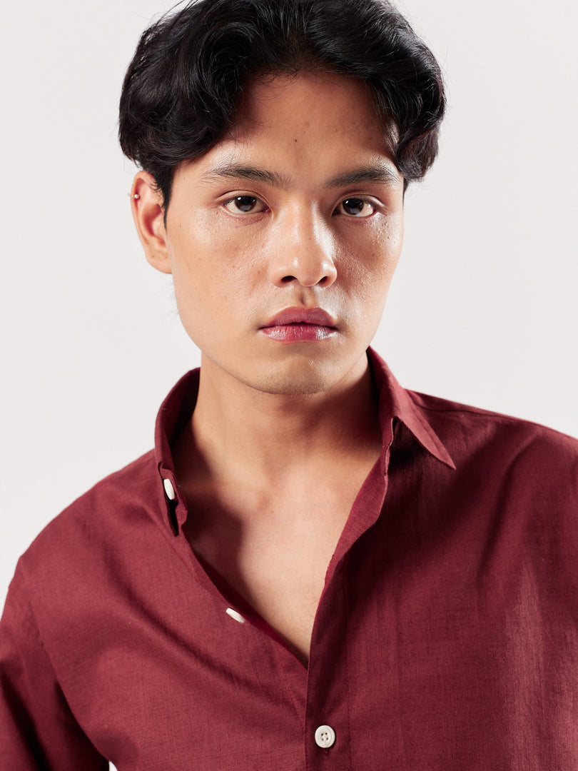 Maroon Linen Shirt