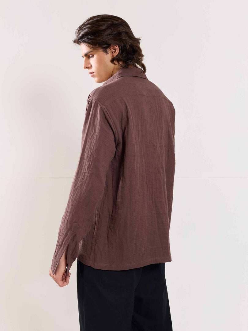 Brown Gauze Holiday Shirt