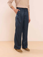 Load image into Gallery viewer, Blue Textured Baggy Fit Trousers
