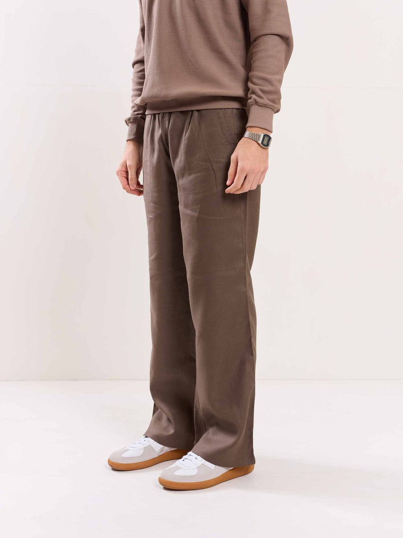 Taupe Linen Pull-on Pants