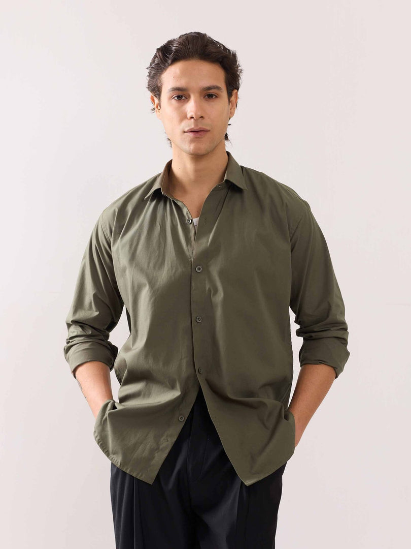 Khaki Green Poplin Shirt