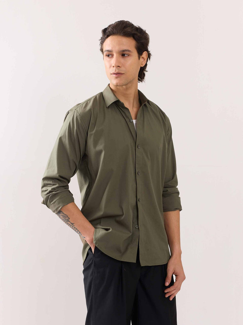 Khaki Green Poplin Shirt