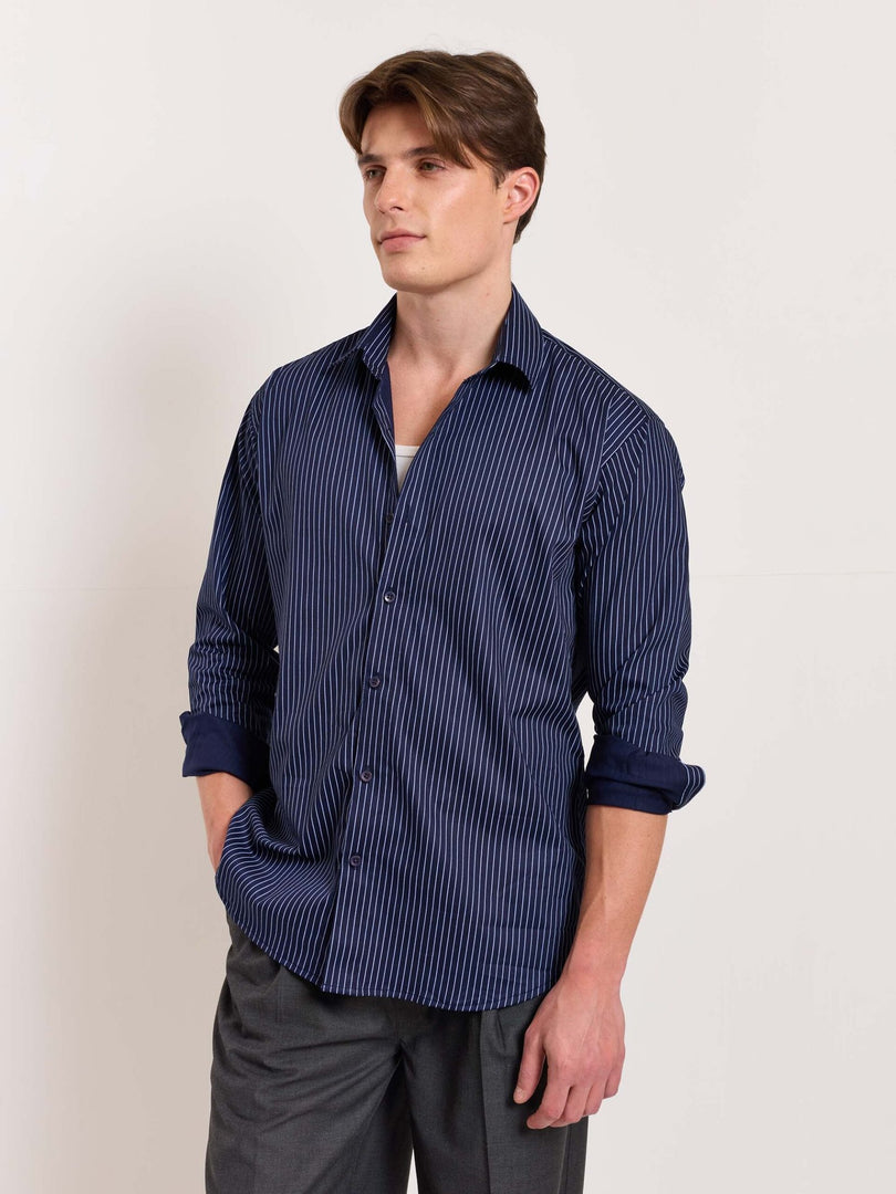 Blue Pinstriped Shirt