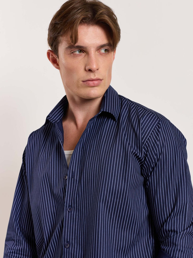 Blue Pinstriped Shirt