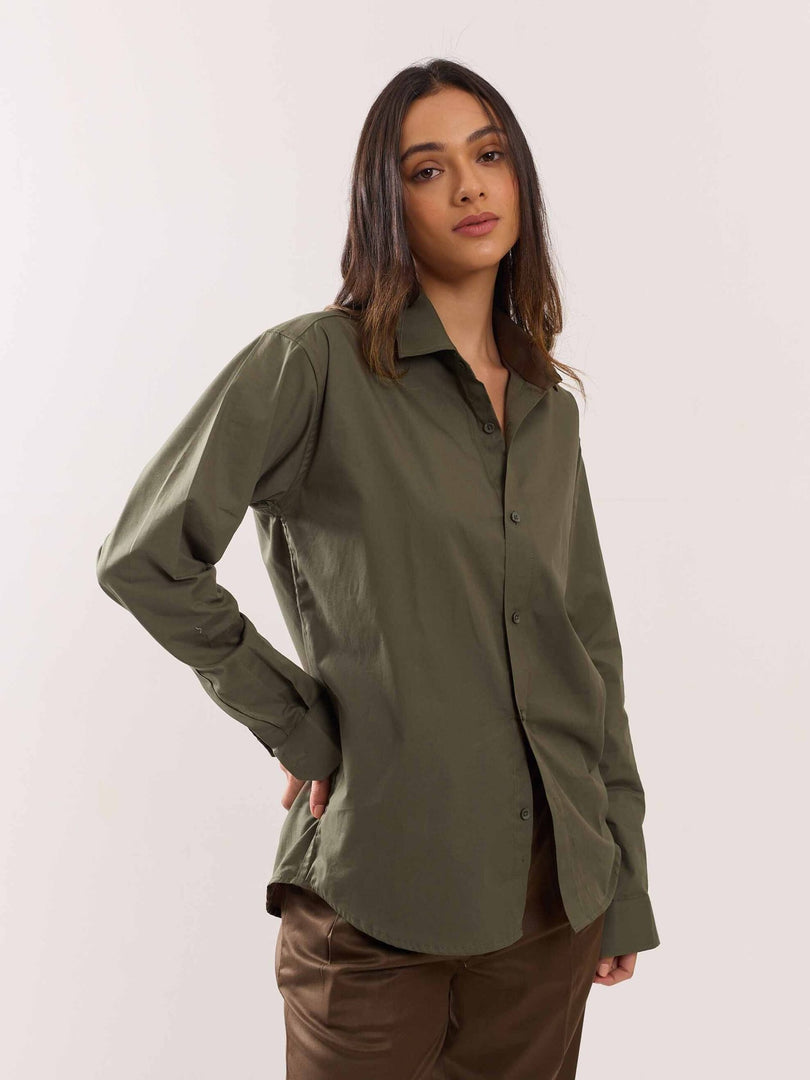 Khaki Green Poplin Shirt