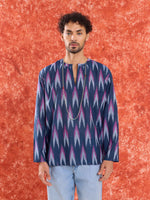 Load image into Gallery viewer, Blue Ikat Short Kurta
