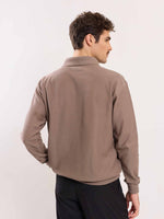 Load image into Gallery viewer, Taupe Jacquard Knit Polo T-shirt
