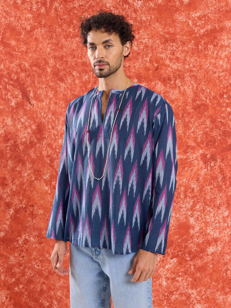 Blue Ikat Short Kurta