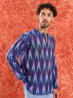 Load image into Gallery viewer, Blue Ikat Short Kurta
