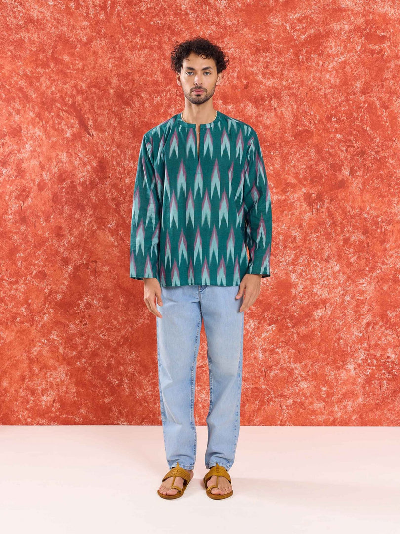 Green Ikat Short Kurta