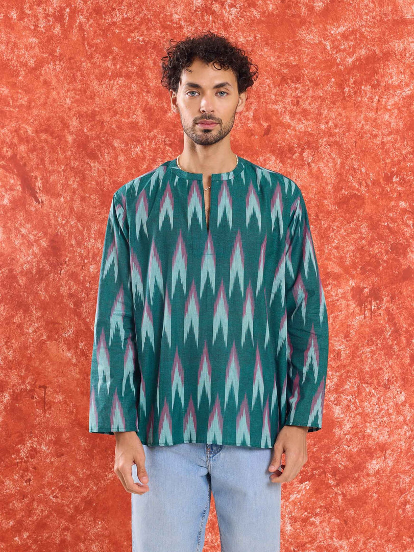 Green Ikat Short Kurta