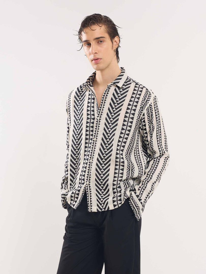 Black Jacquard Weave Shirt