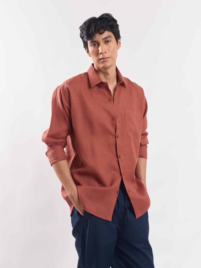 Red Linen Shirt