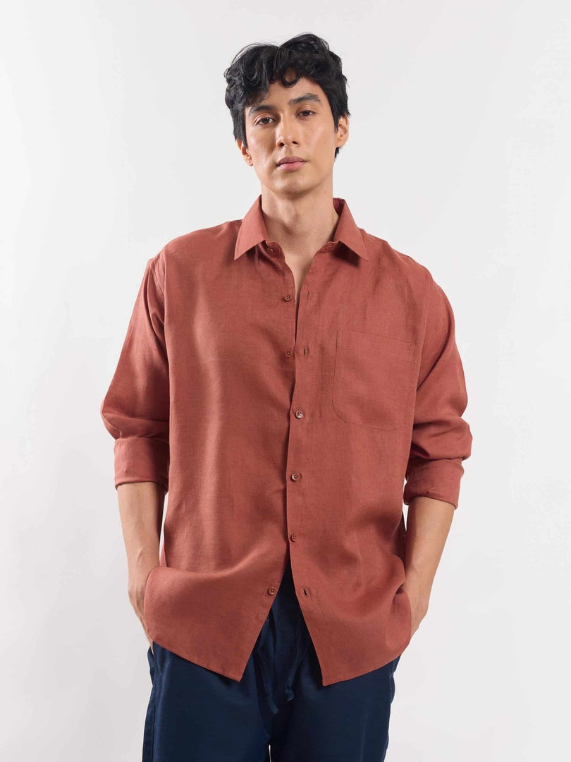 Red Linen Shirt