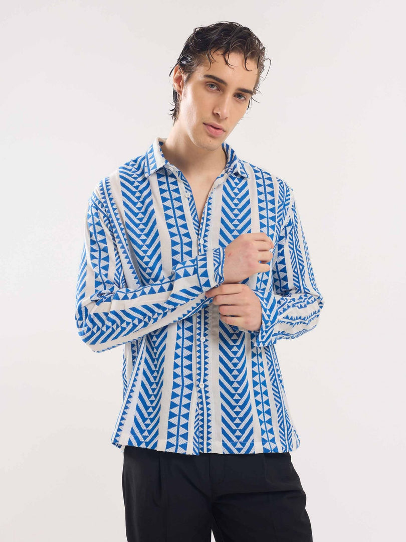 Blue Jacquard Weave Shirt