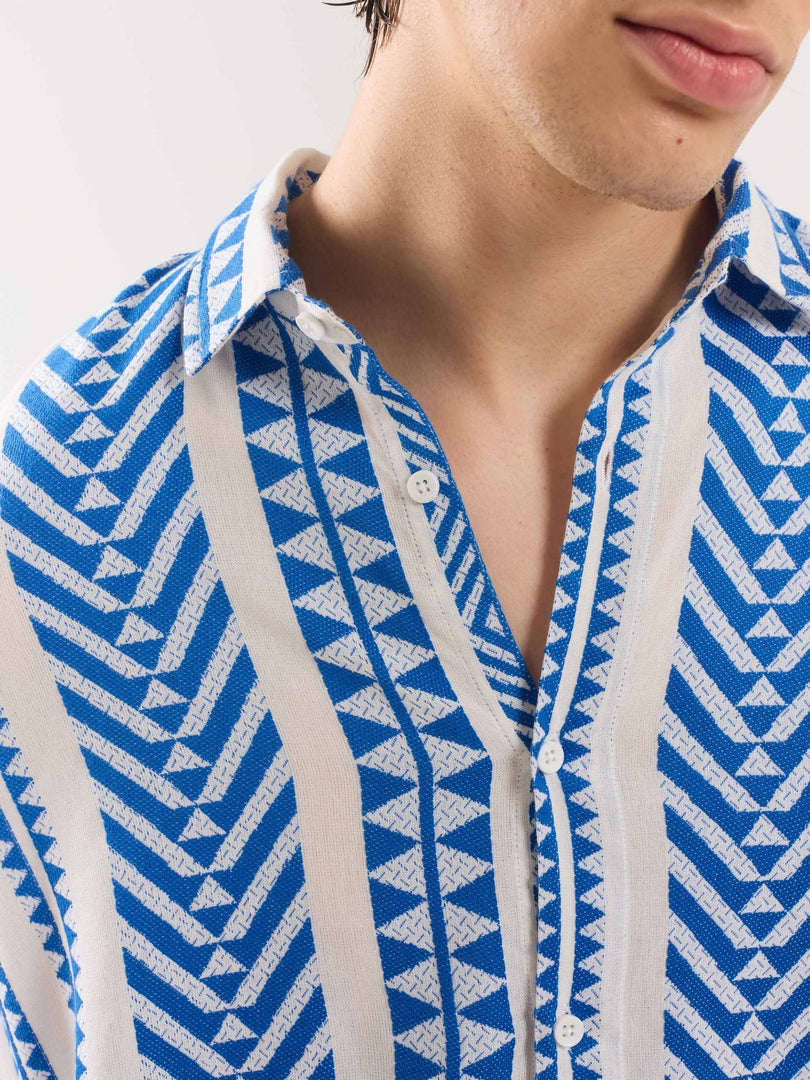 Blue Jacquard Weave Shirt