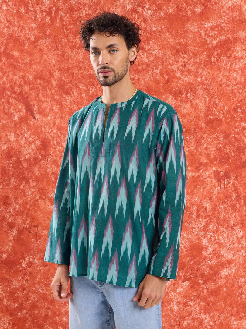 Green Ikat Short Kurta