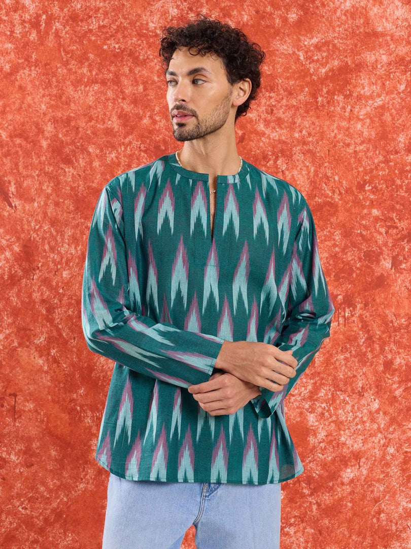 Green Ikat Short Kurta