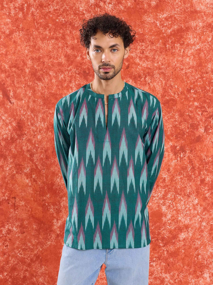 Green Ikat Short Kurta