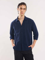 Load image into Gallery viewer, Navy Blue Textured Holiday Shirt
