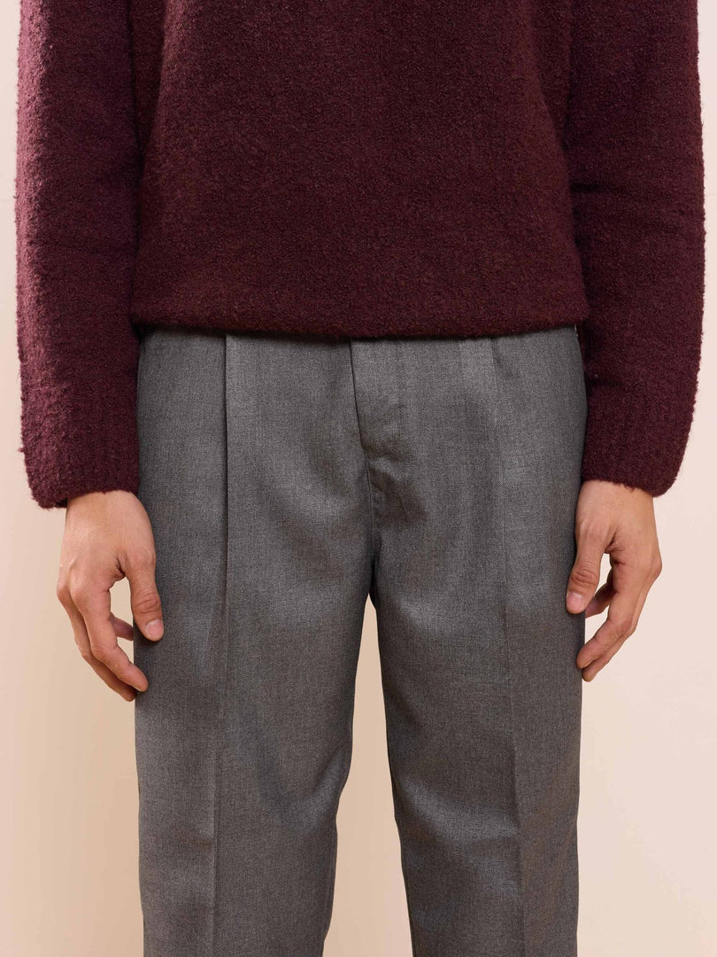 Dark Grey Textured Baggy Fit Trousers