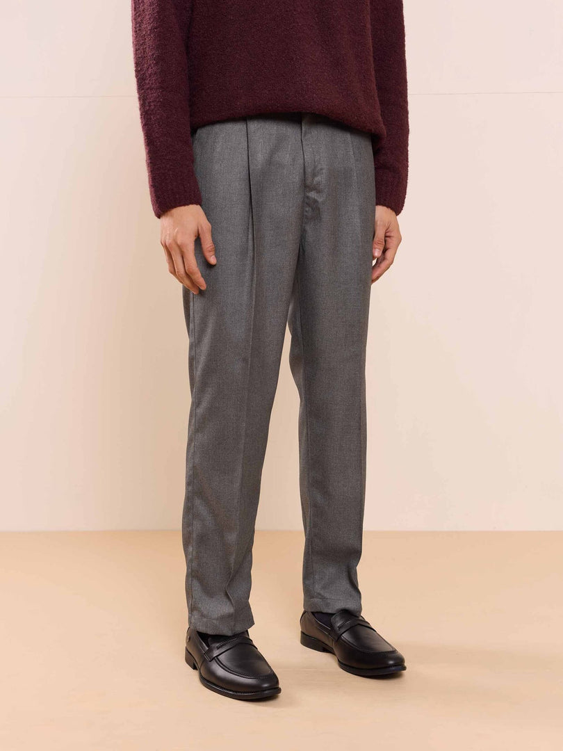 Dark Grey Textured Baggy Fit Trousers