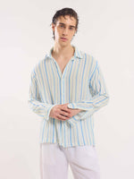 Load image into Gallery viewer, White Gauze Striped Holiday Shirt
