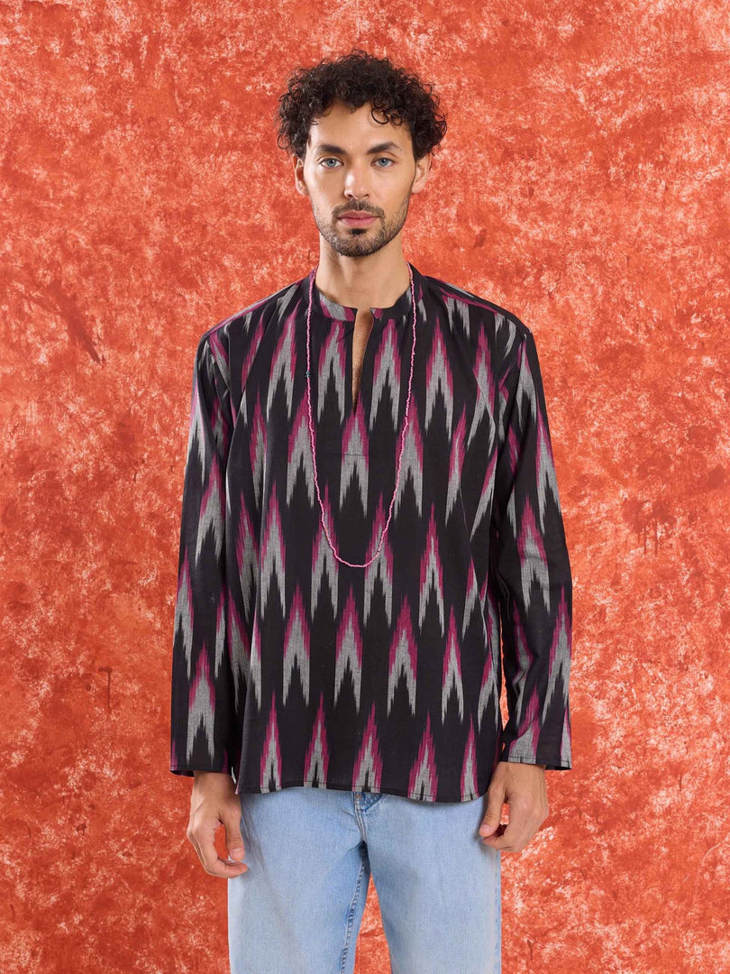 Black Ikat Short Kurta