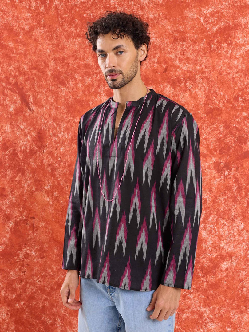 Black Ikat Short Kurta