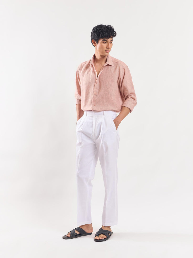 Peach Striped Linen Shirt