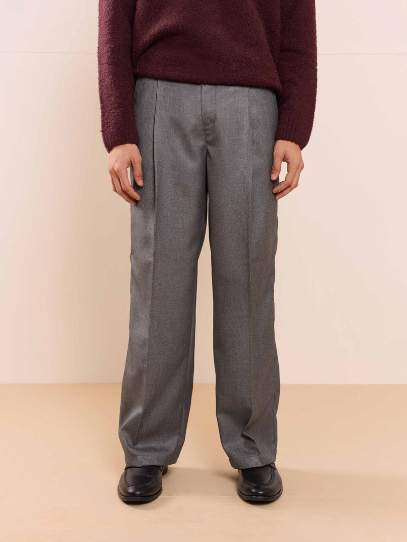 Dark Grey Textured Baggy Fit Trousers