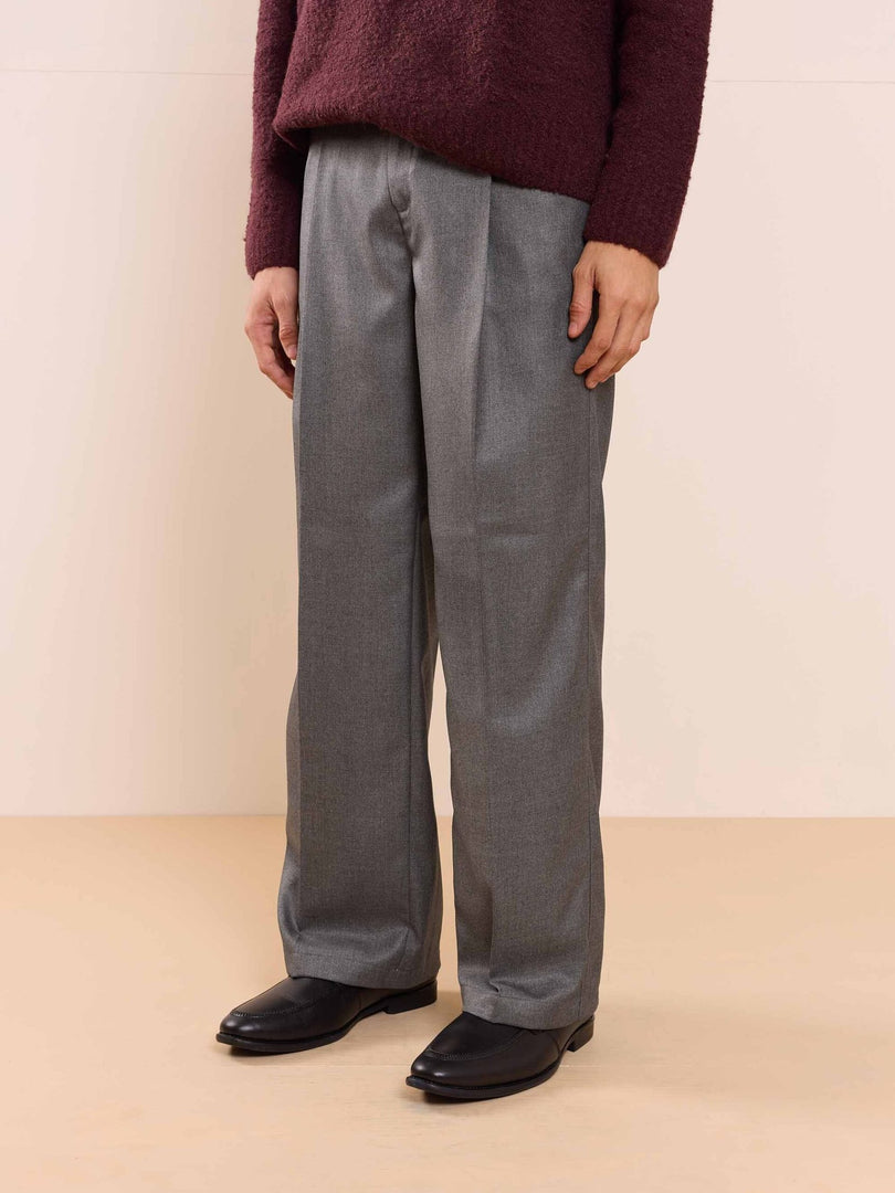 Dark Grey Textured Baggy Fit Trousers