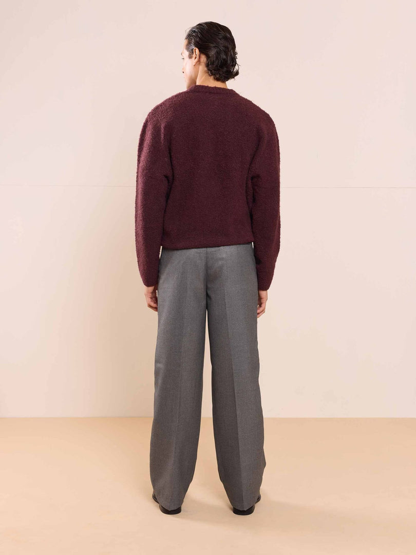 Dark Grey Textured Baggy Fit Trousers