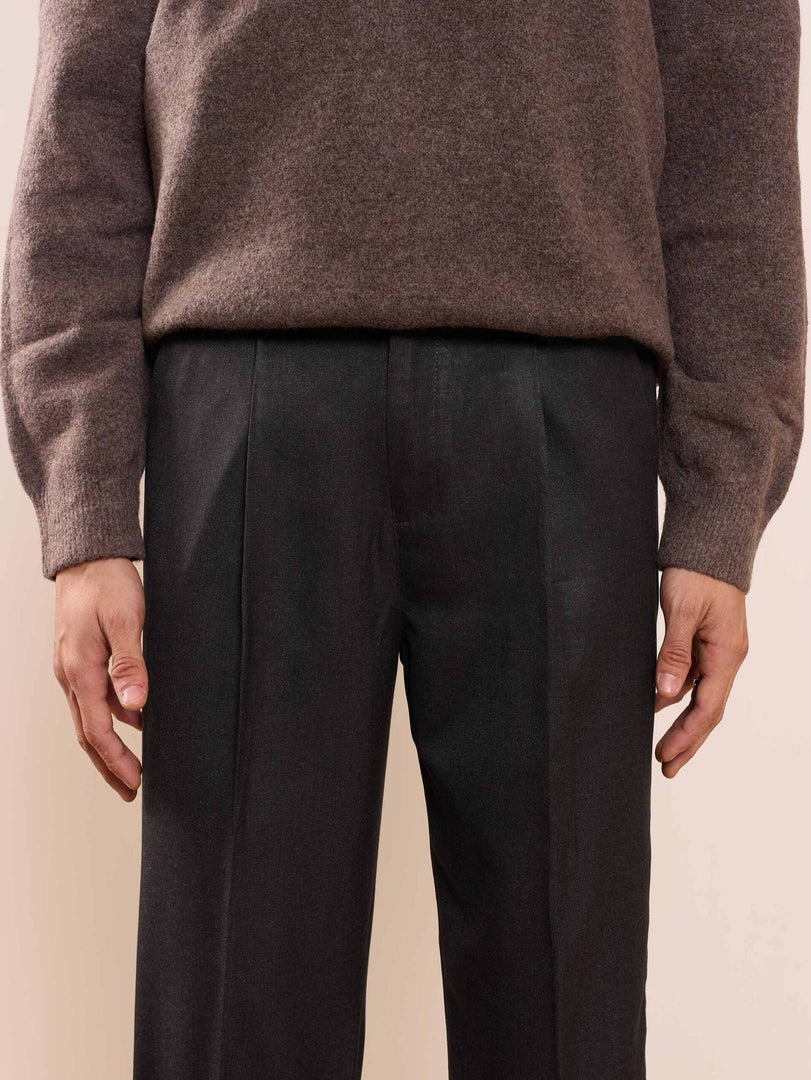 Black Textured Baggy Fit Trousers