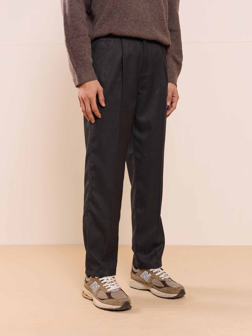 Black Textured Baggy Fit Trousers