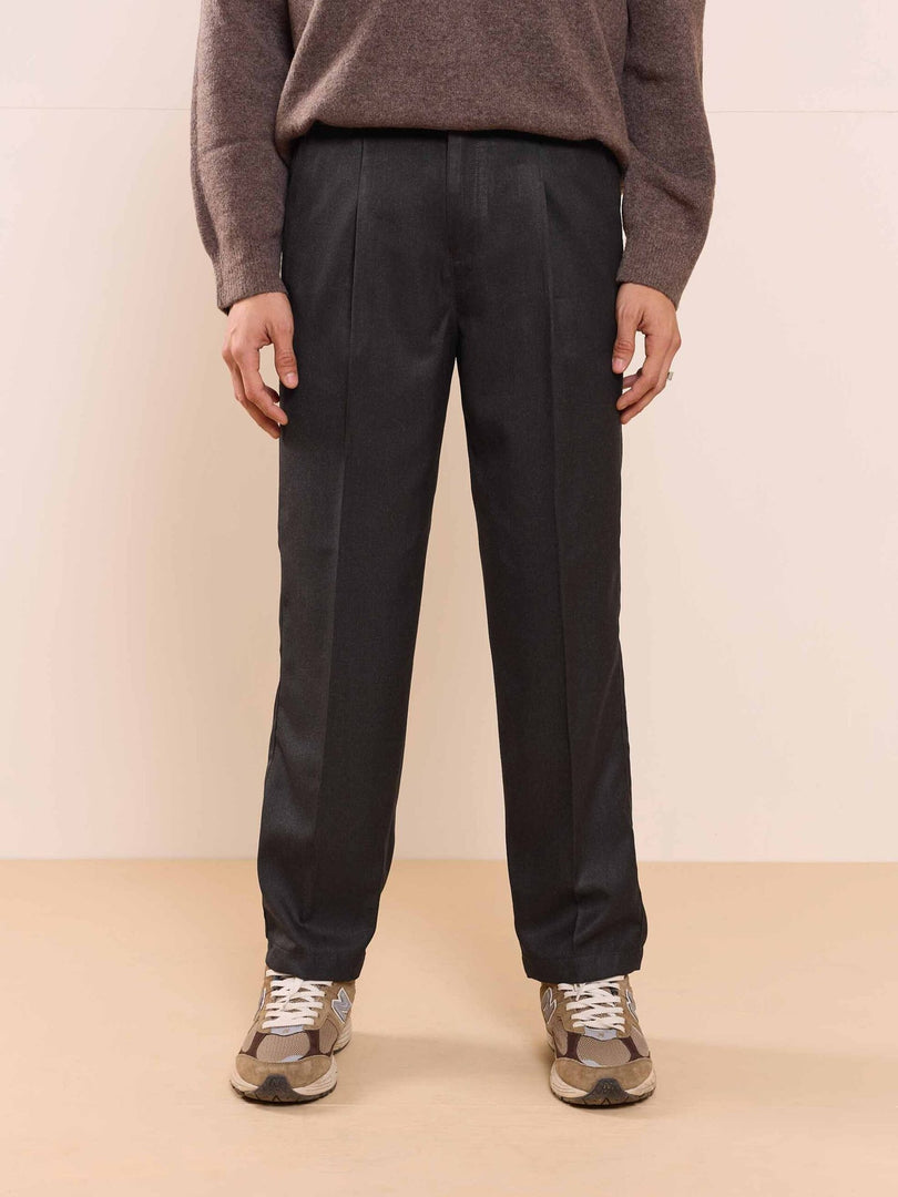 Black Textured Baggy Fit Trousers