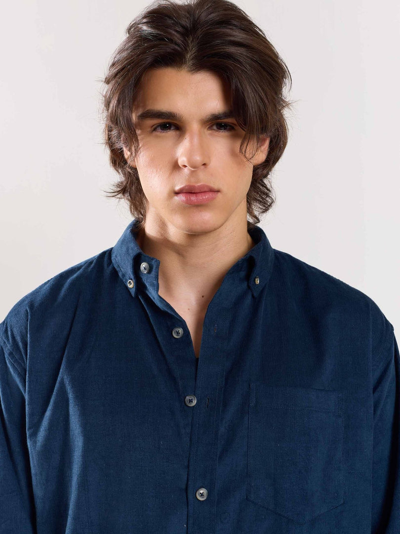 Dark Blue Corduroy Shirt