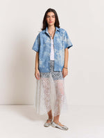 Load image into Gallery viewer, Star Embossed Denim - Cropped Shirt
