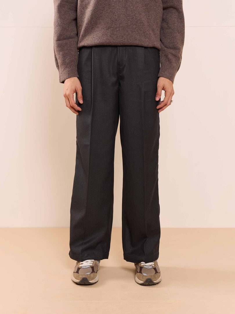 Black Textured Baggy Fit Trousers