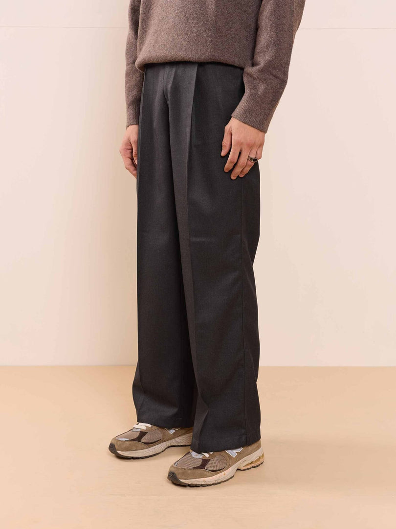 Black Textured Baggy Fit Trousers