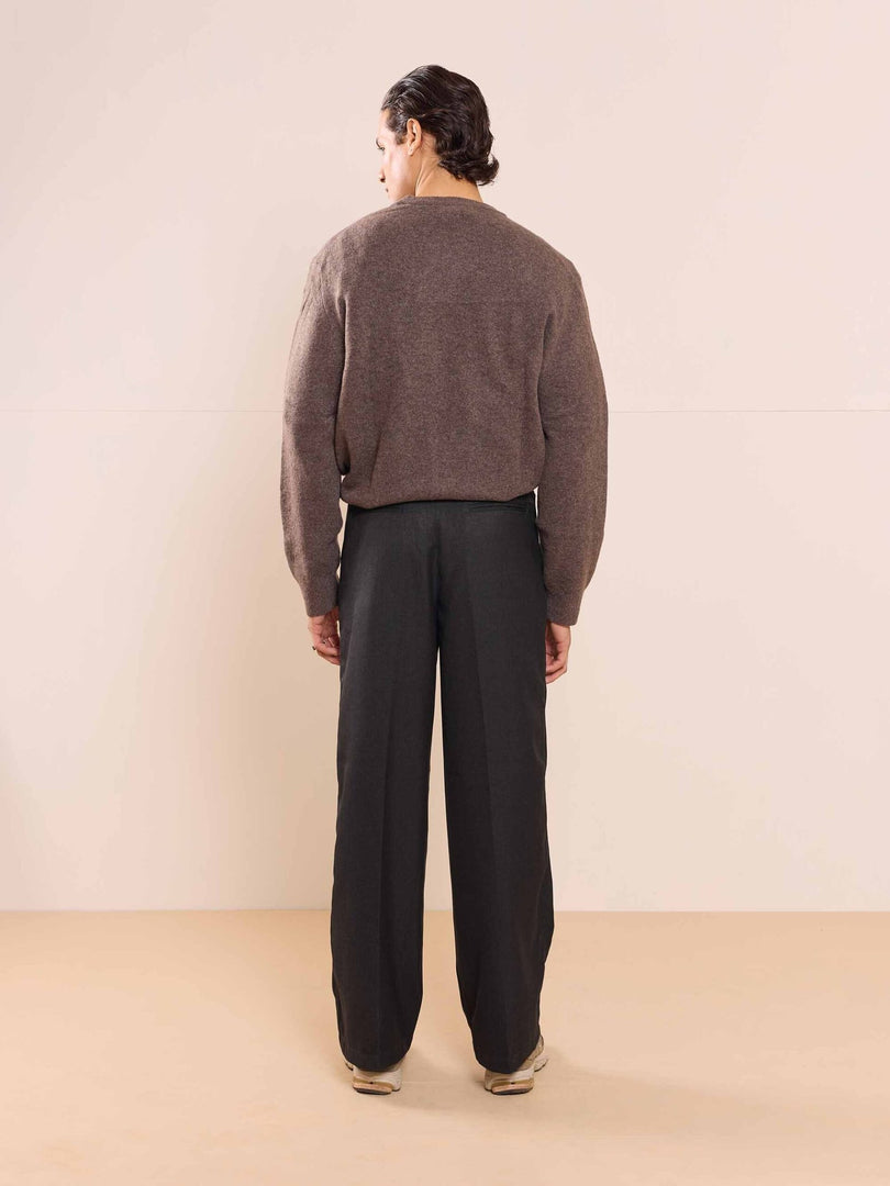 Black Textured Baggy Fit Trousers