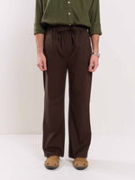 Load image into Gallery viewer, Brown Linen Pull-on Pants
