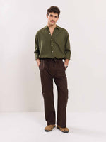 Load image into Gallery viewer, Brown Linen Pull-on Pants
