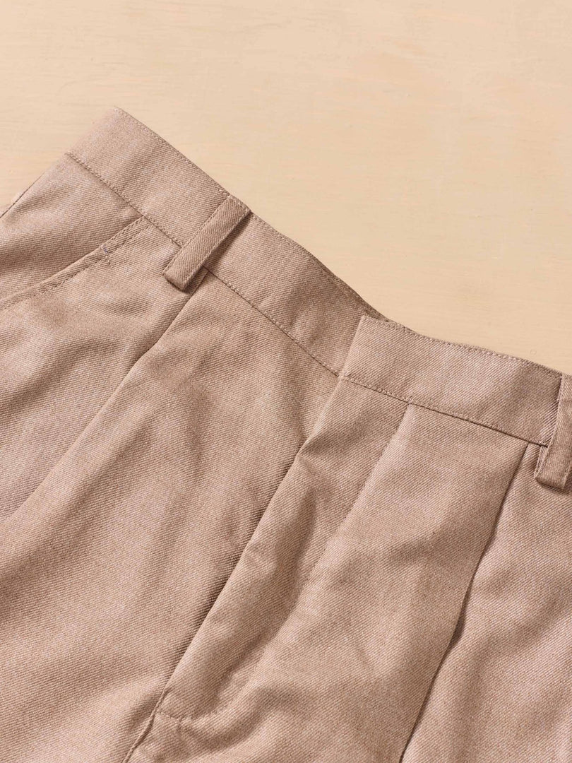 Beige Textured Baggy Fit Trousers