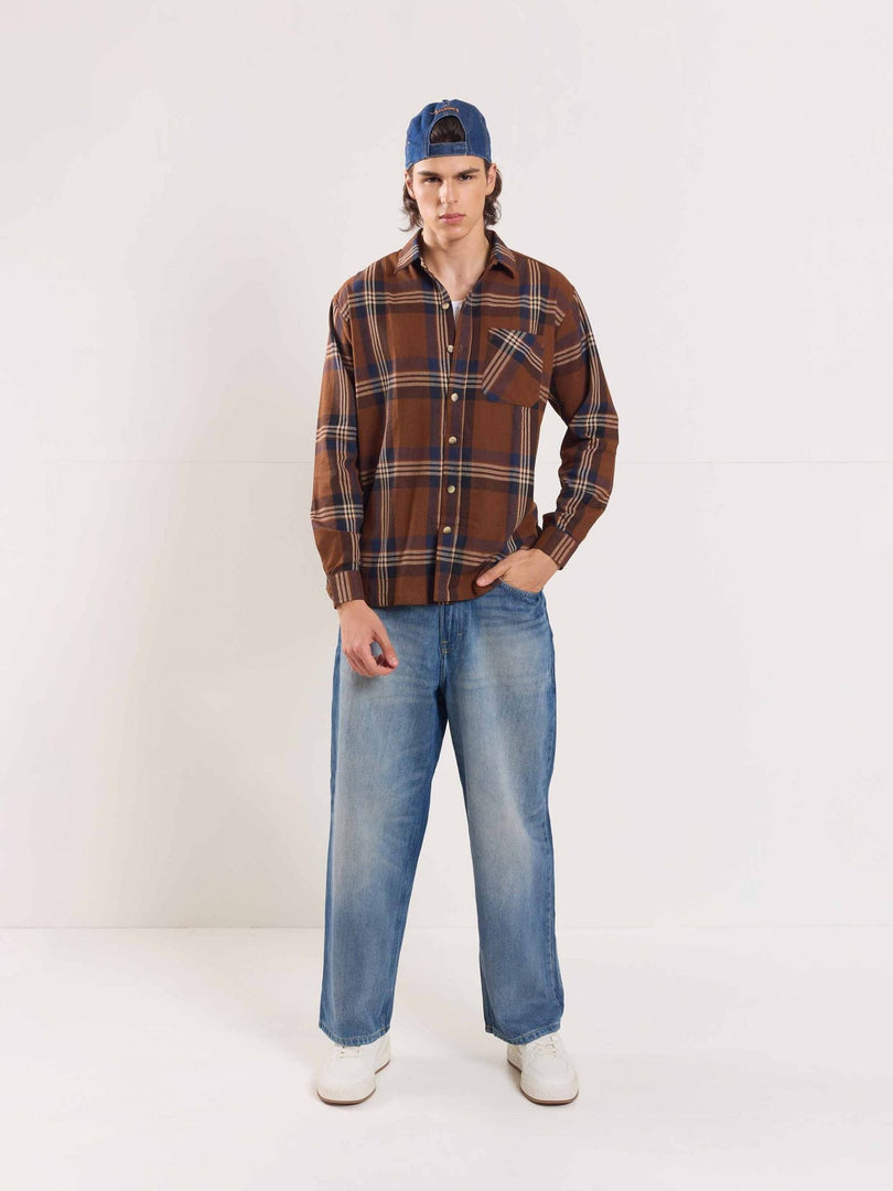 Dark Brown Flannel Overshirt