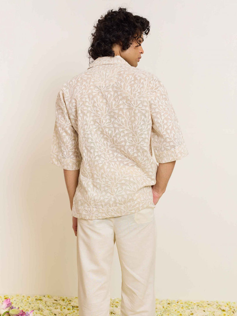 Beige Embroidered Pullover