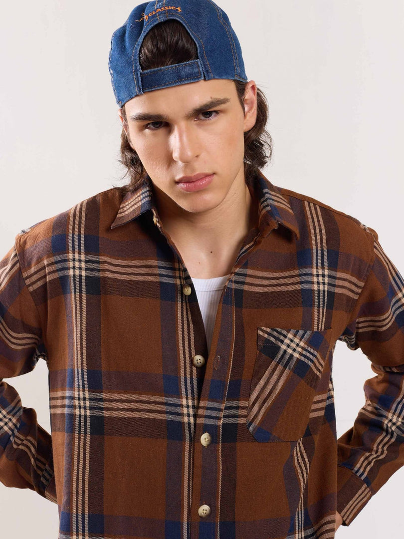 Dark Brown Flannel Overshirt