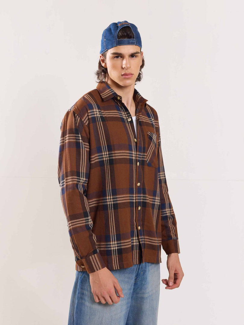 Dark Brown Flannel Overshirt