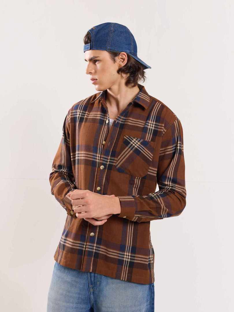 Dark Brown Flannel Overshirt